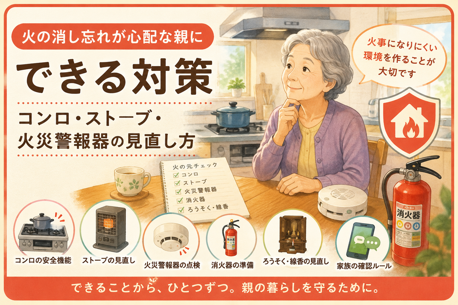 親の火の消し忘れ対策