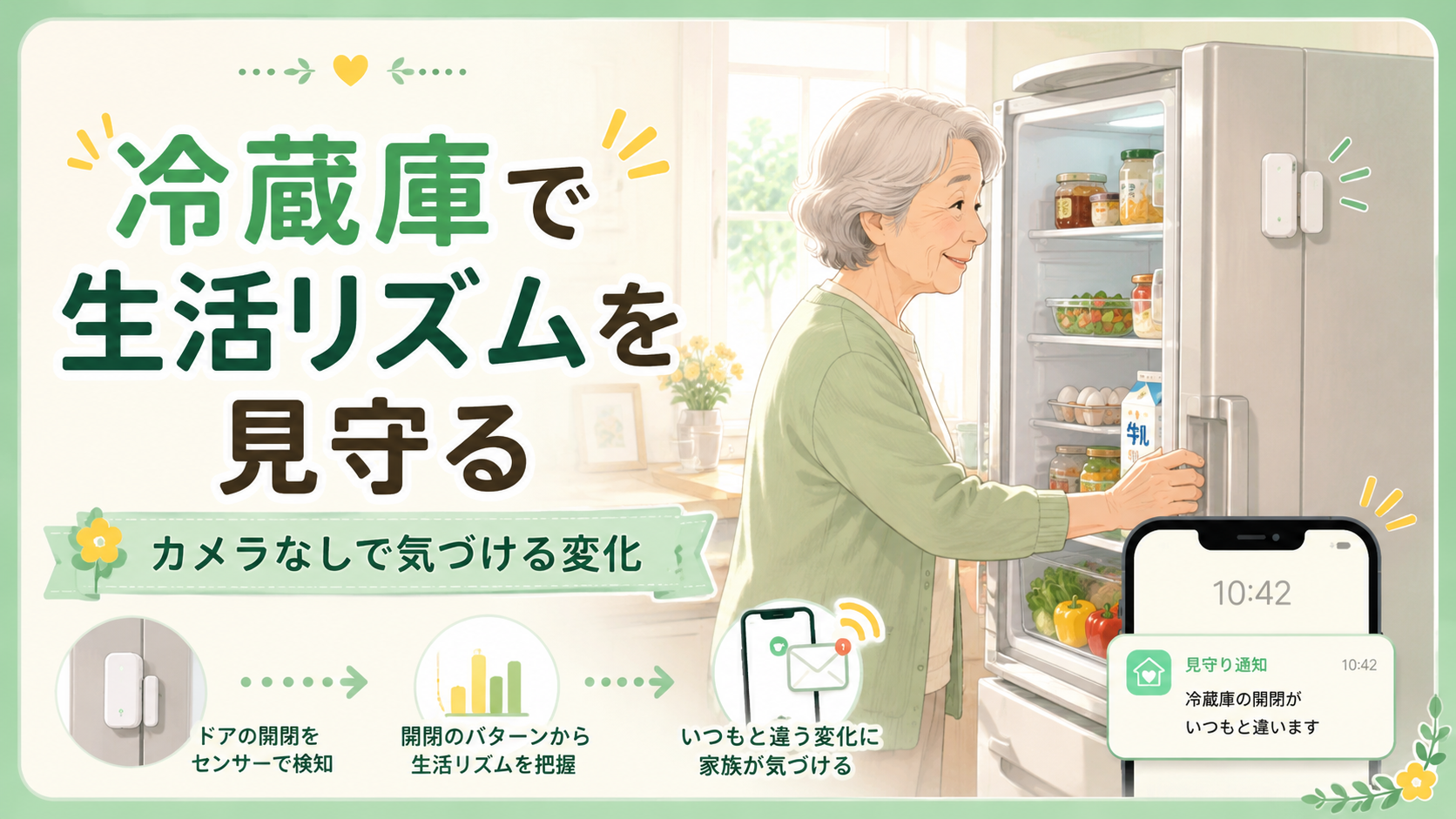 冷蔵庫の開け閉めで親の生活リズムを見守る方法
