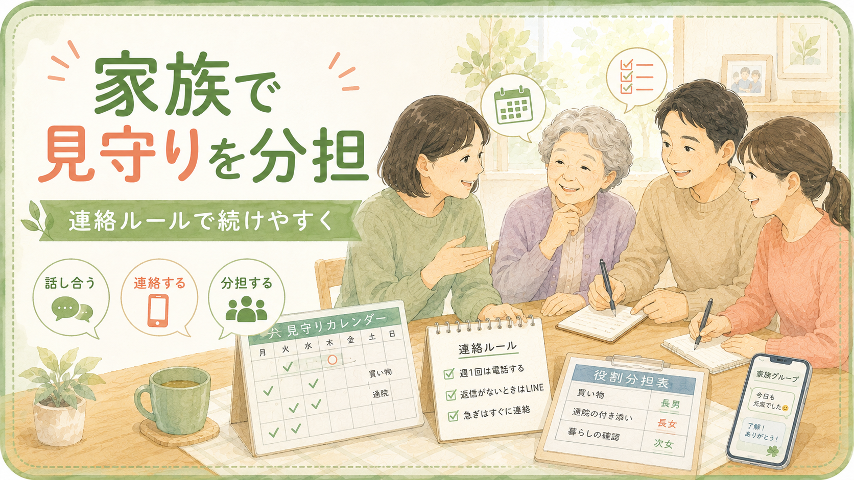 家族で見守りを分担するアイキャッチ画像