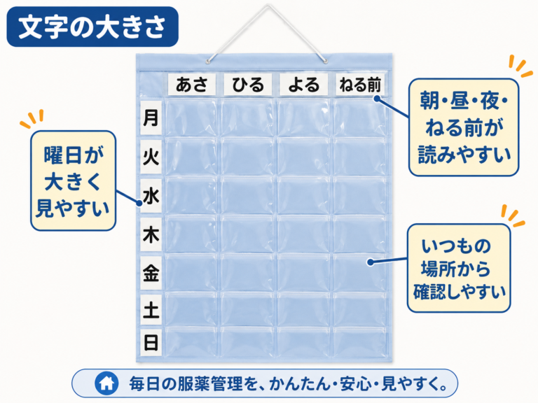 服薬カレンダーの文字の大きさが見やすい例